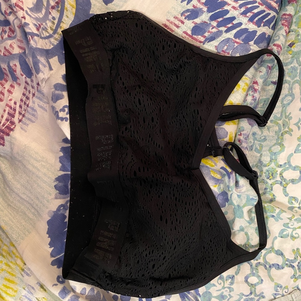 PINK sports bra, black, bralette type material